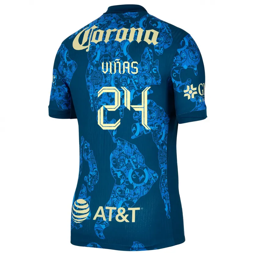 Danxen Uomo Maglia Federico Viñas #24 Blu Giallo Kit Gara Away 2024/25 Maglietta