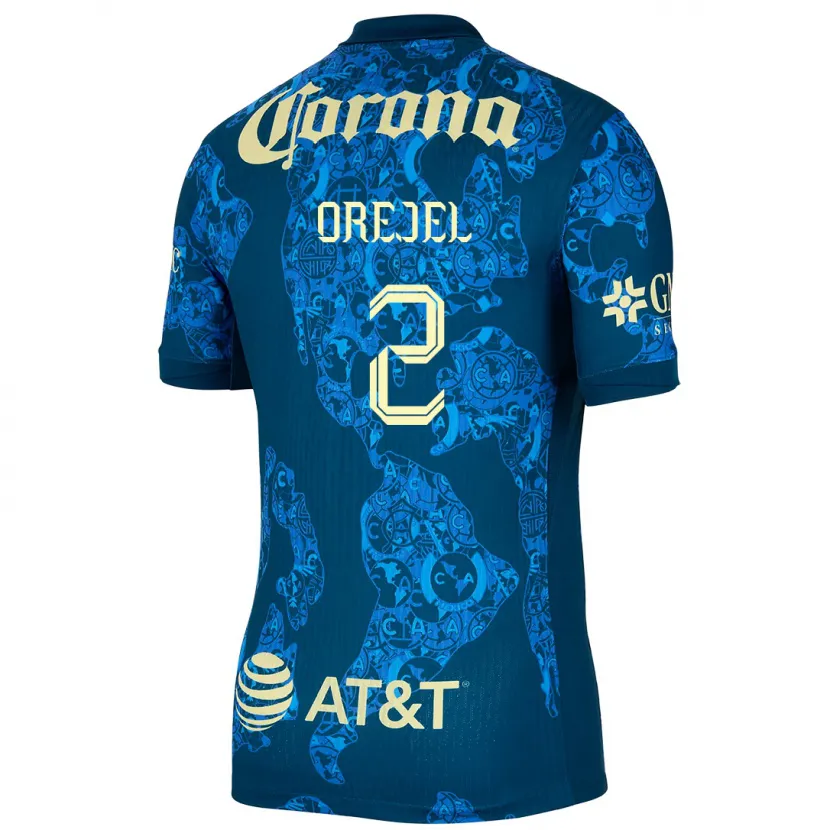 Danxen Uomo Maglia Jocelyn Orejel #2 Blu Giallo Kit Gara Away 2024/25 Maglietta