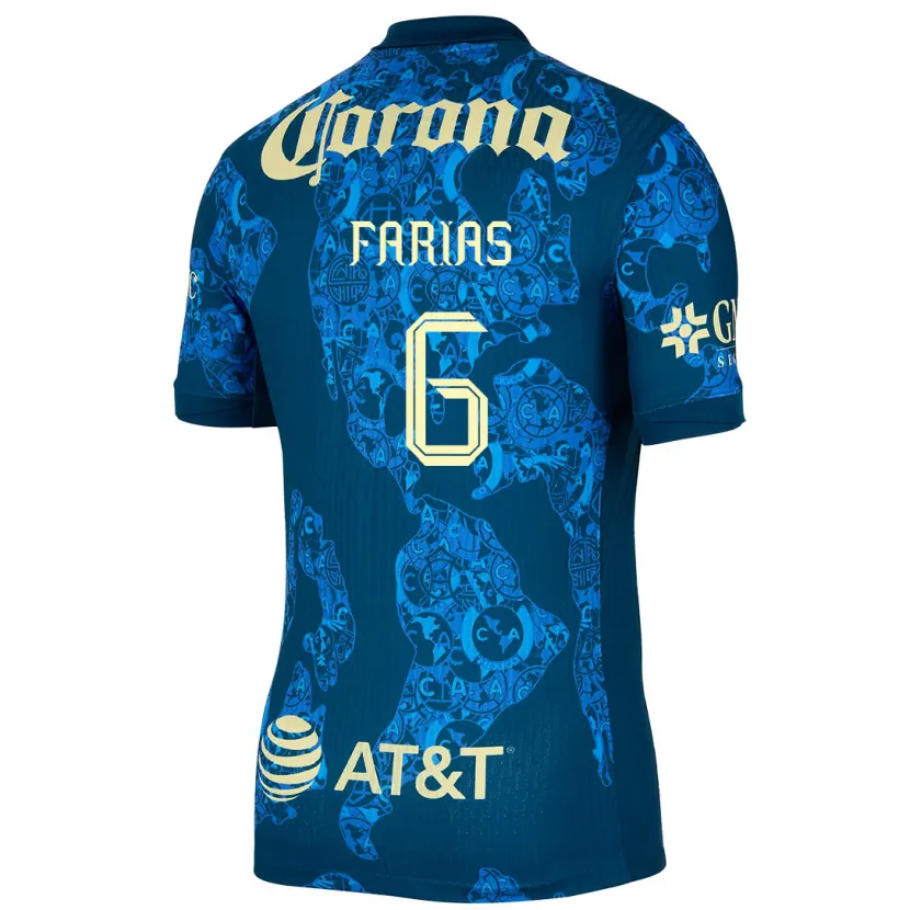 Danxen Uomo Maglia Janelly Farias #6 Blu Giallo Kit Gara Away 2024/25 Maglietta