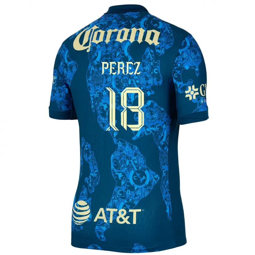 Danxen Uomo Maglia Amanda Perez #18 Blu Giallo Kit Gara Away 2024/25 Maglietta