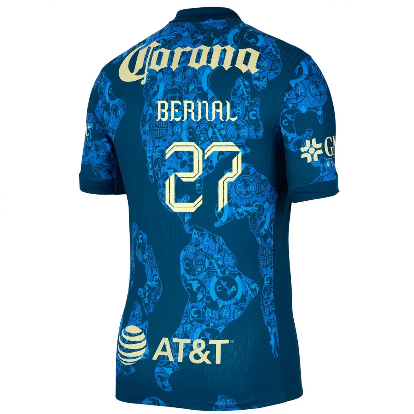 Danxen Uomo Maglia Mayra Pelayo Bernal #27 Blu Giallo Kit Gara Away 2024/25 Maglietta