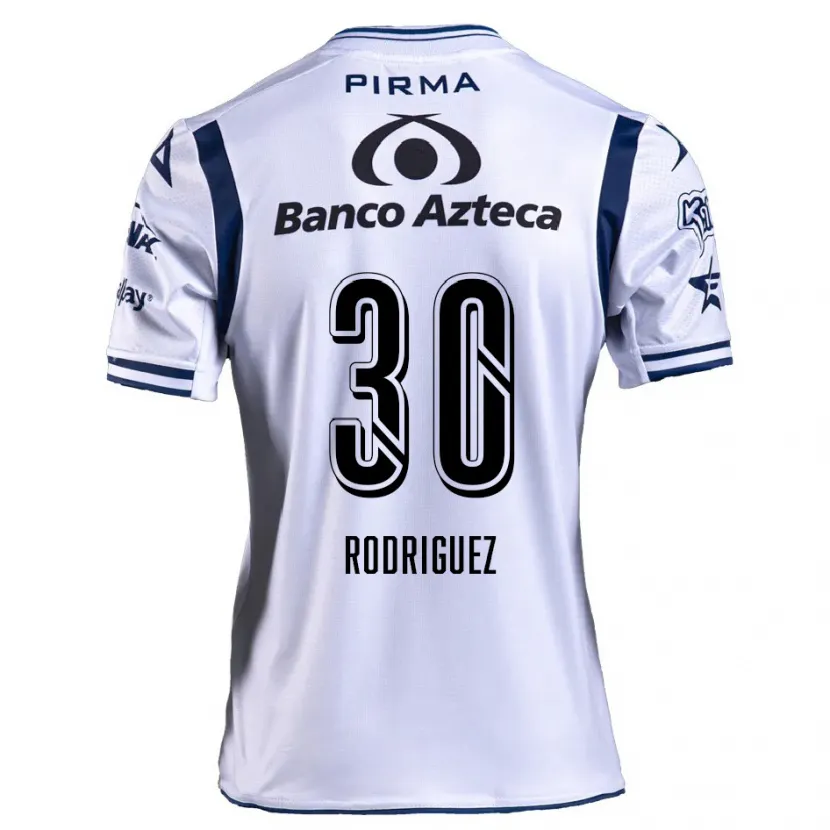 Danxen Donna Maglia Jesús Rodríguez #30 Bianco Blu Navy Kit Gara Home 2024/25 Maglietta