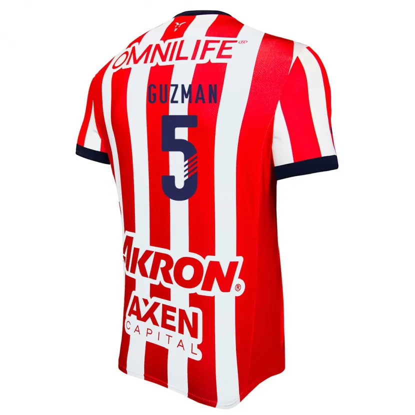 Danxen Donna Maglia Víctor Guzmán #5 Rosso Bianco Blu Kit Gara Home 2024/25 Maglietta