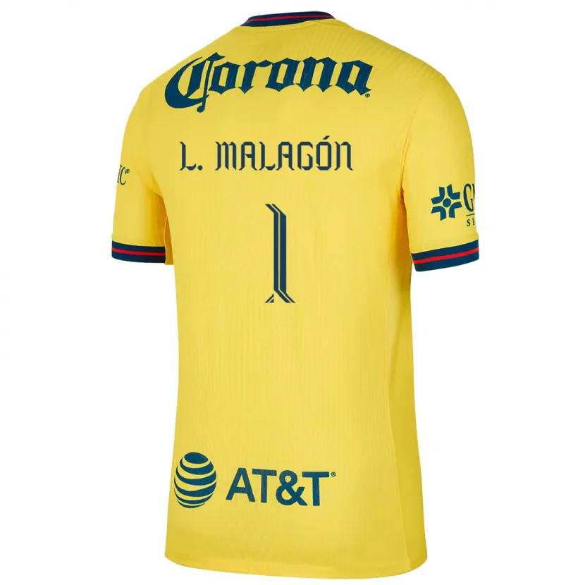 Danxen Donna Maglia Luis Malagón #1 Giallo Blu Kit Gara Home 2024/25 Maglietta