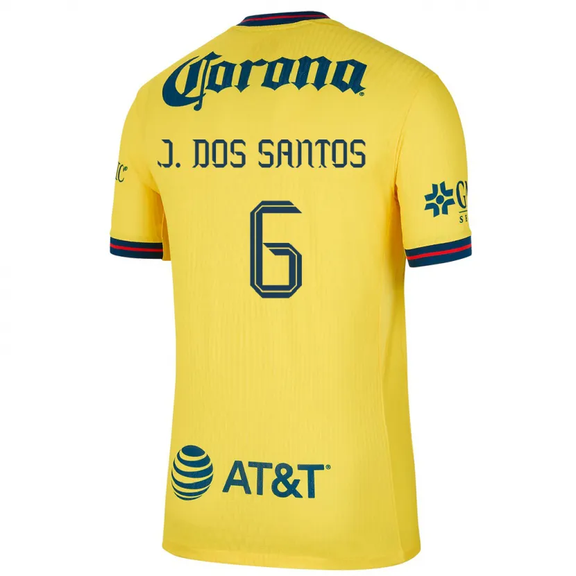 Danxen Donna Maglia Jonathan Dos Santos #6 Giallo Blu Kit Gara Home 2024/25 Maglietta