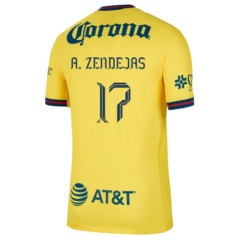 Danxen Donna Maglia Álex Zendejas #17 Giallo Blu Kit Gara Home 2024/25 Maglietta