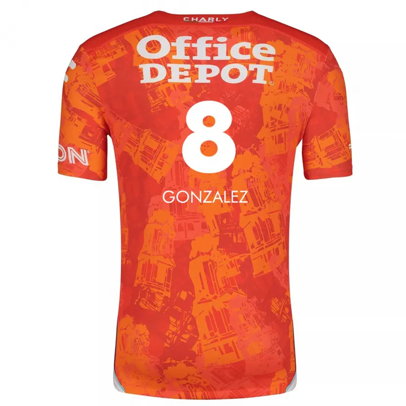 Danxen Donna Maglia Bryan González #8 Arancione Bianco Kit Gara Away 2024/25 Maglietta