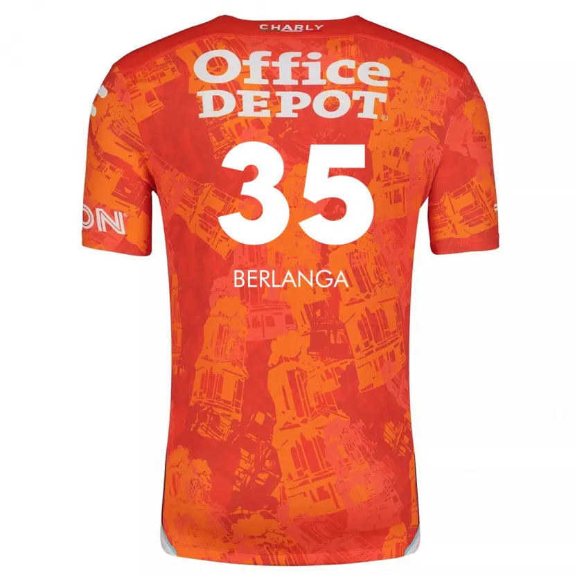Danxen Donna Maglia Jorge Berlanga #35 Arancione Bianco Kit Gara Away 2024/25 Maglietta