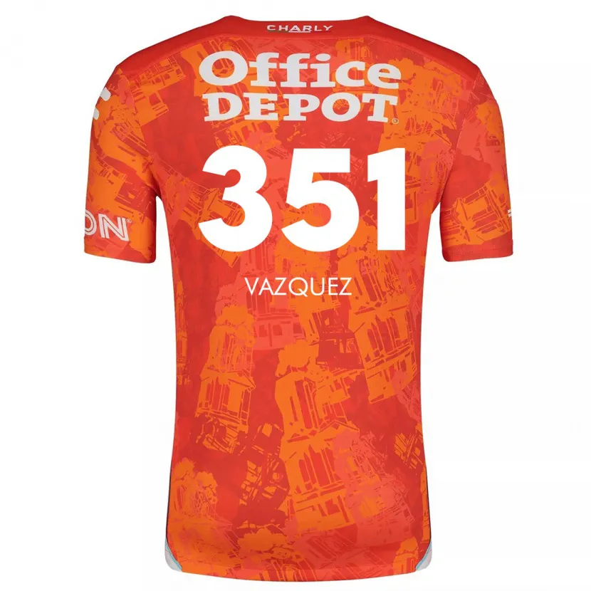 Danxen Donna Maglia Maximo Vázquez #351 Arancione Bianco Kit Gara Away 2024/25 Maglietta