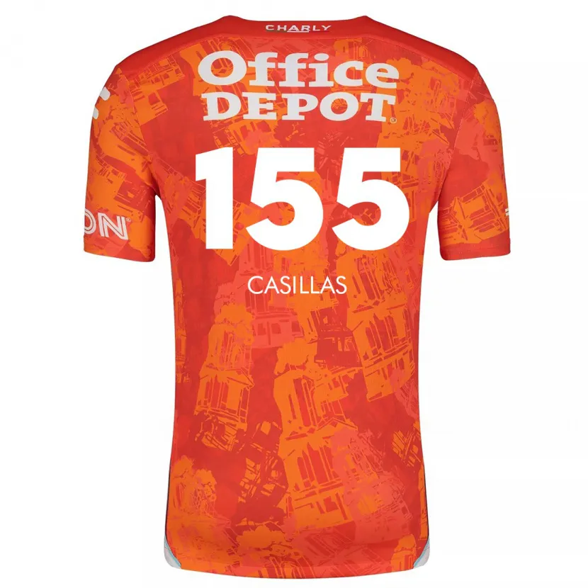 Danxen Donna Maglia Johan Casillas #155 Arancione Bianco Kit Gara Away 2024/25 Maglietta