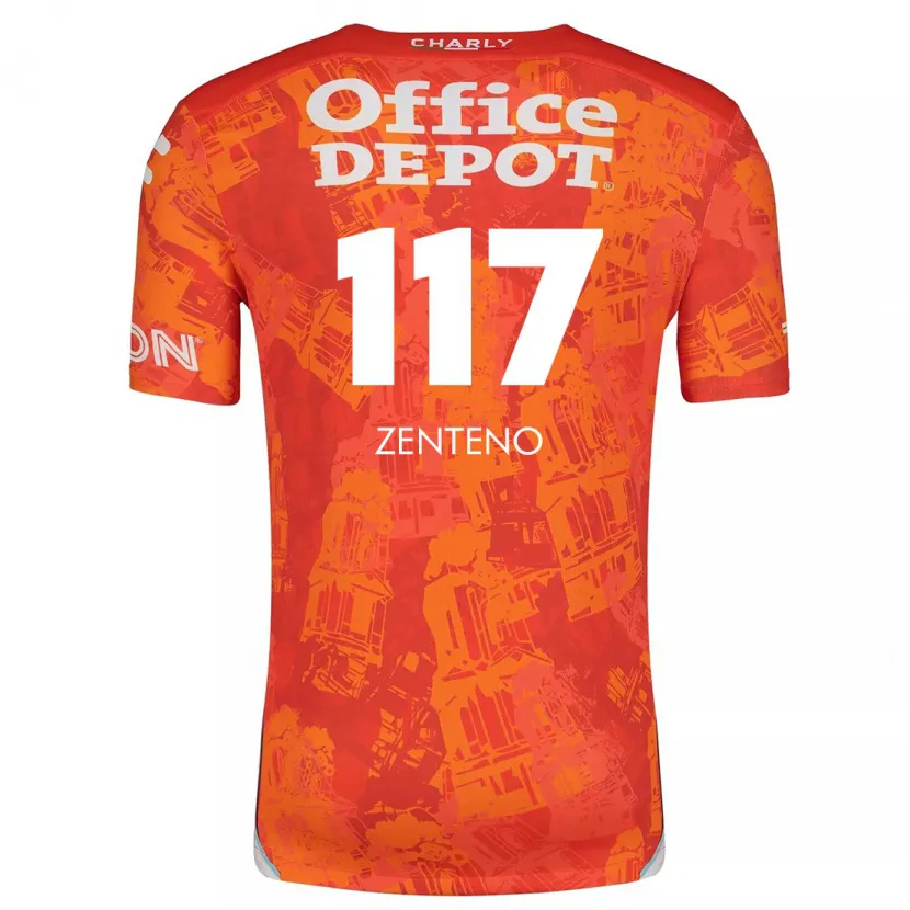 Danxen Donna Maglia Gustavo Zenteno #117 Arancione Bianco Kit Gara Away 2024/25 Maglietta