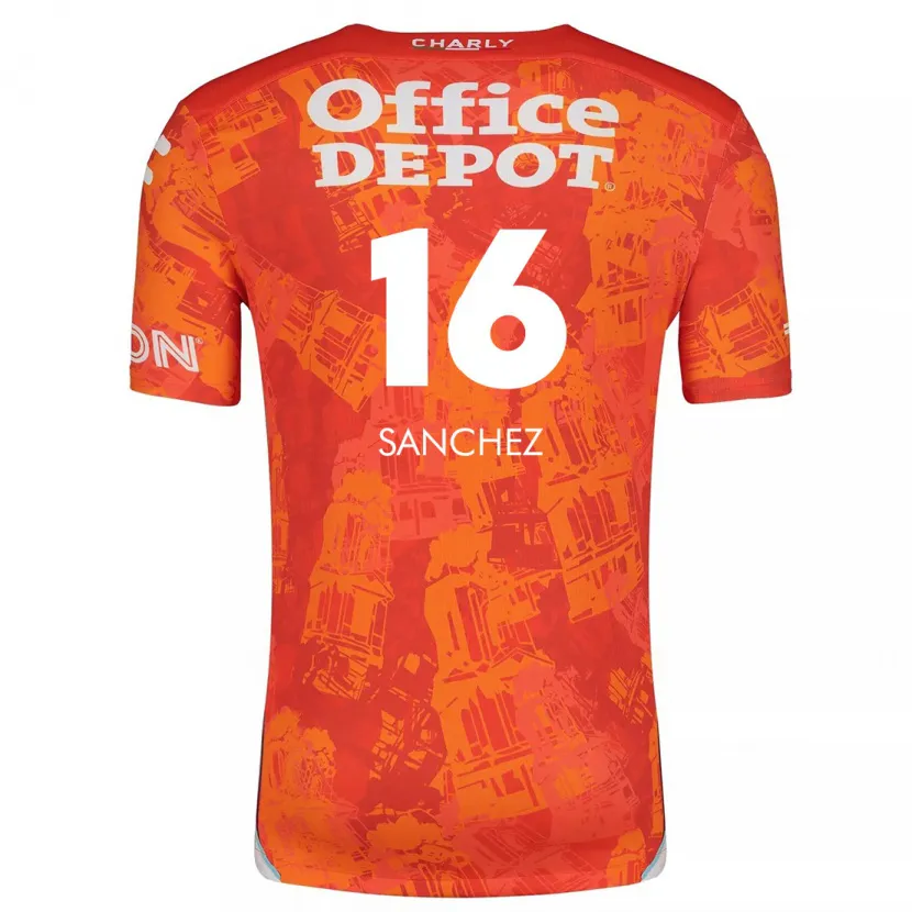 Danxen Donna Maglia Vanessa Sánchez #16 Arancione Bianco Kit Gara Away 2024/25 Maglietta