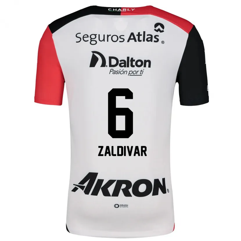 Danxen Donna Maglia Édgar Zaldívar #6 Bianco Rosso Nero Kit Gara Away 2024/25 Maglietta