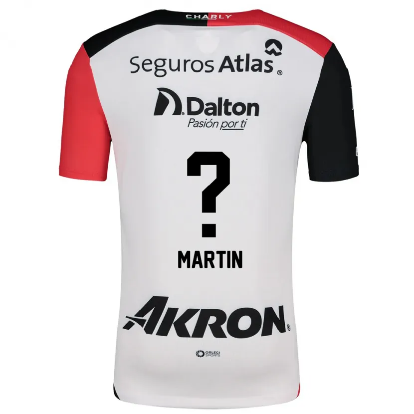 Danxen Donna Maglia Juan Martín #0 Bianco Rosso Nero Kit Gara Away 2024/25 Maglietta