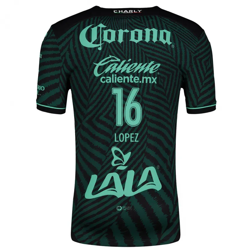 Danxen Donna Maglia Aldo López #16 Nero Verde Kit Gara Away 2024/25 Maglietta