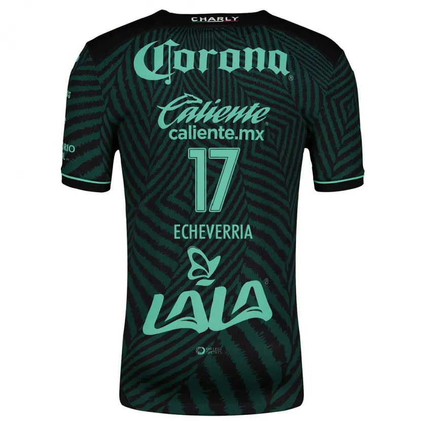 Danxen Donna Maglia Emmanuel Echeverría #17 Nero Verde Kit Gara Away 2024/25 Maglietta