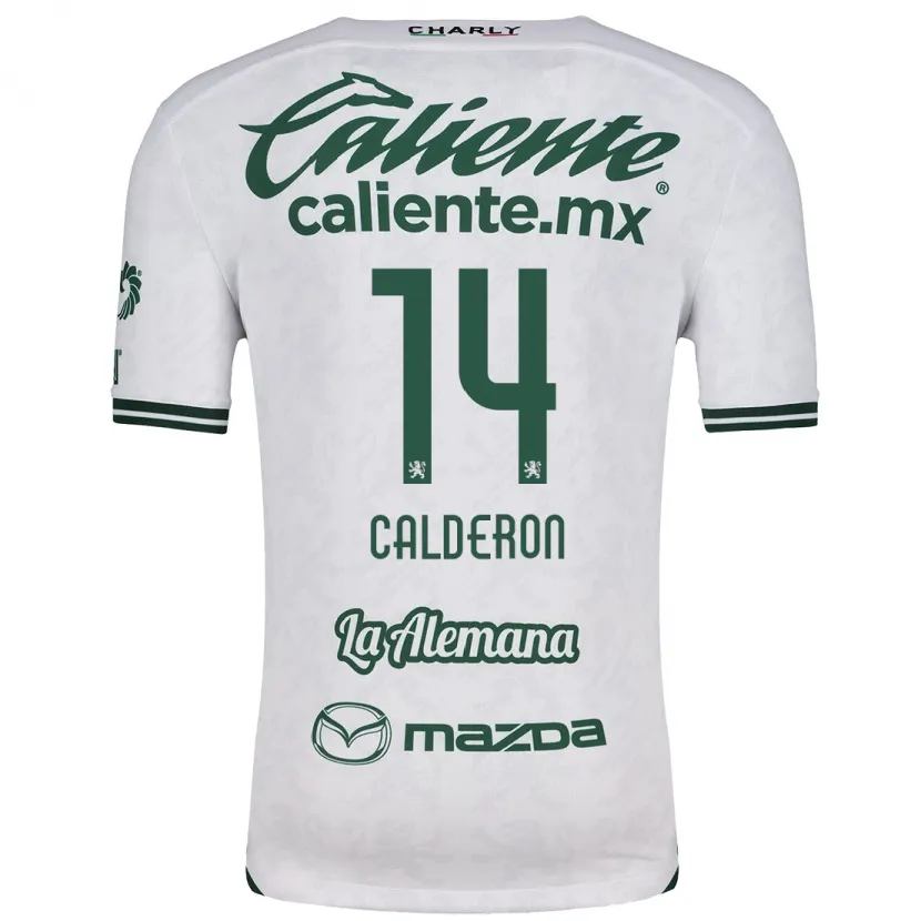 Danxen Donna Maglia Daniela Calderón #14 Bianco Verde Kit Gara Away 2024/25 Maglietta