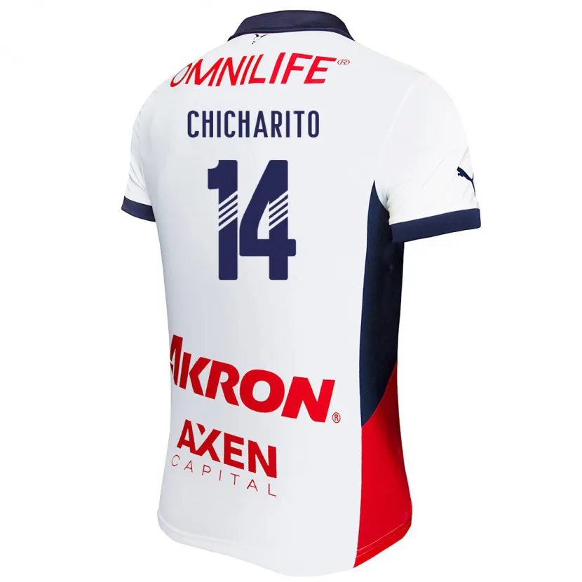 Danxen Donna Maglia Chicharito #14 Bianco Rosso Blu Kit Gara Away 2024/25 Maglietta