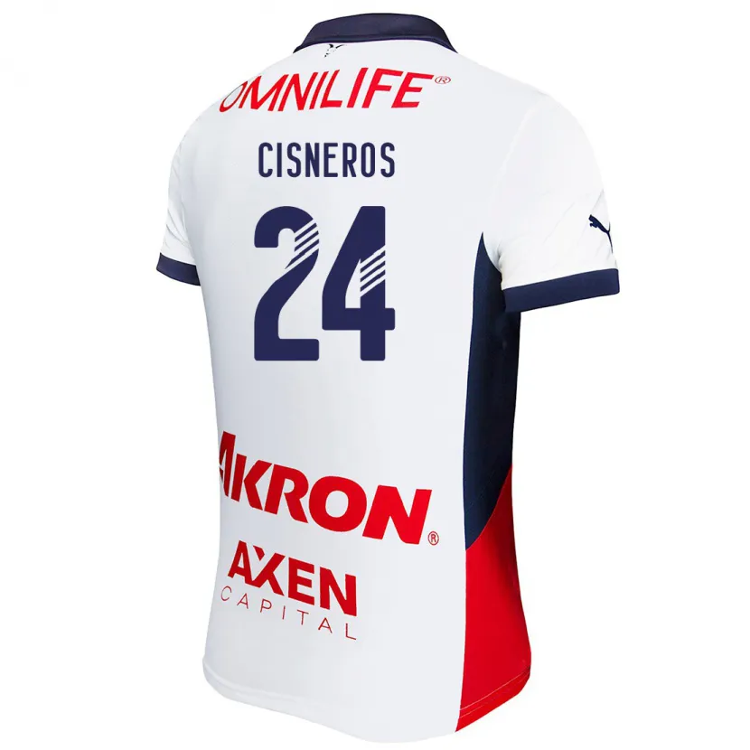 Danxen Donna Maglia Carlos Cisneros #24 Bianco Rosso Blu Kit Gara Away 2024/25 Maglietta