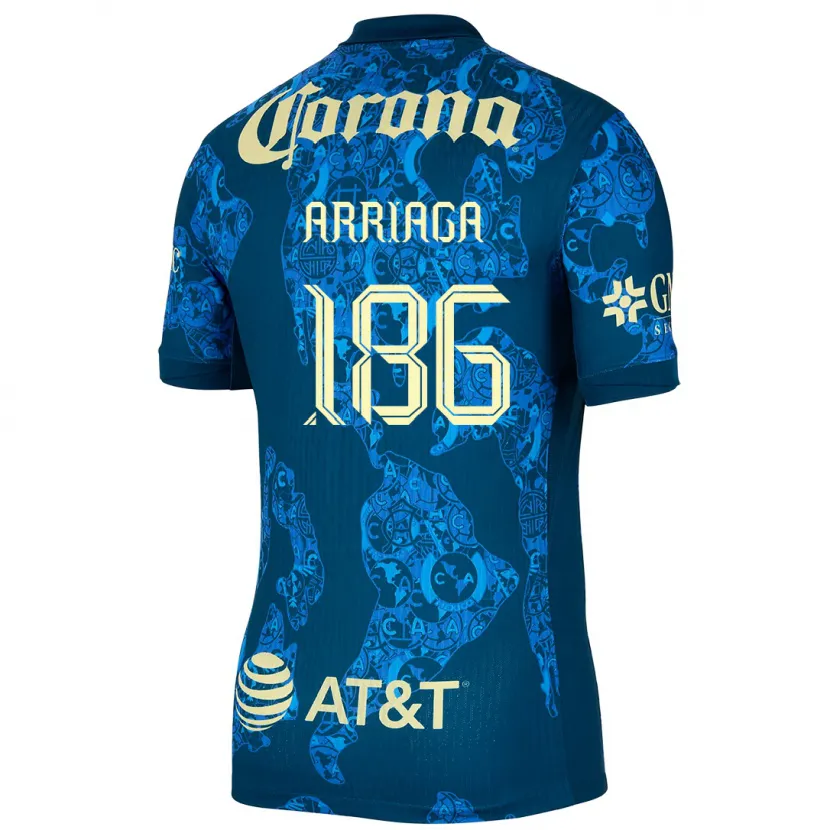 Danxen Donna Maglia Diego Arriaga #186 Blu Giallo Kit Gara Away 2024/25 Maglietta