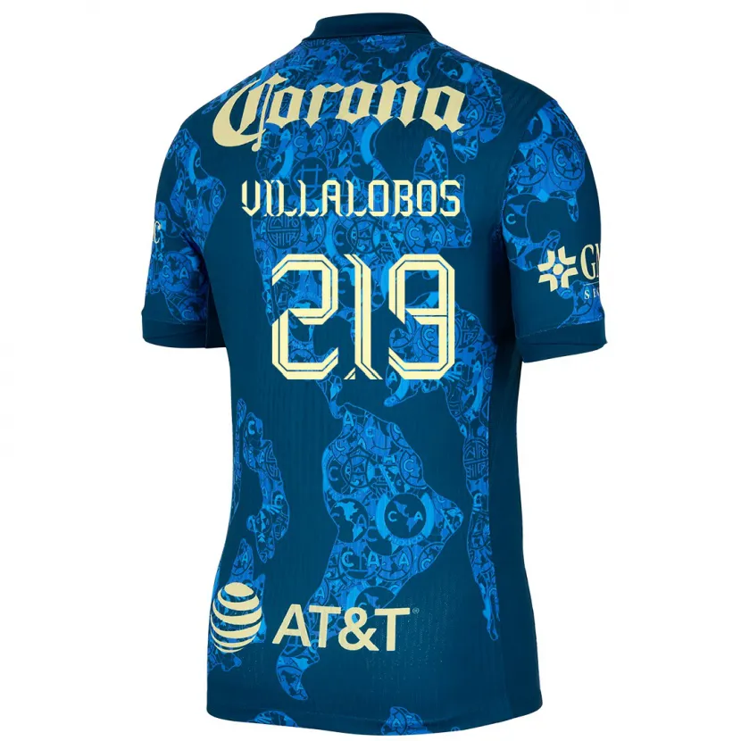 Danxen Donna Maglia Patricio Villalobos #219 Blu Giallo Kit Gara Away 2024/25 Maglietta