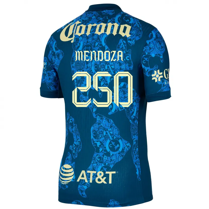 Danxen Donna Maglia Luis Mendoza #250 Blu Giallo Kit Gara Away 2024/25 Maglietta