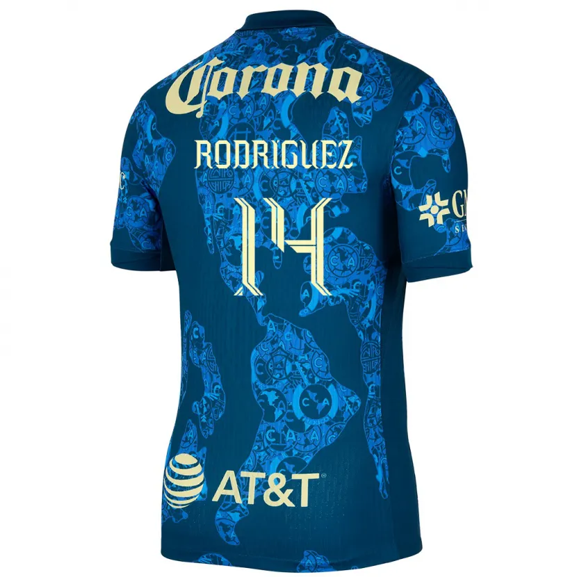 Danxen Donna Maglia Monica Rodriguez #14 Blu Giallo Kit Gara Away 2024/25 Maglietta