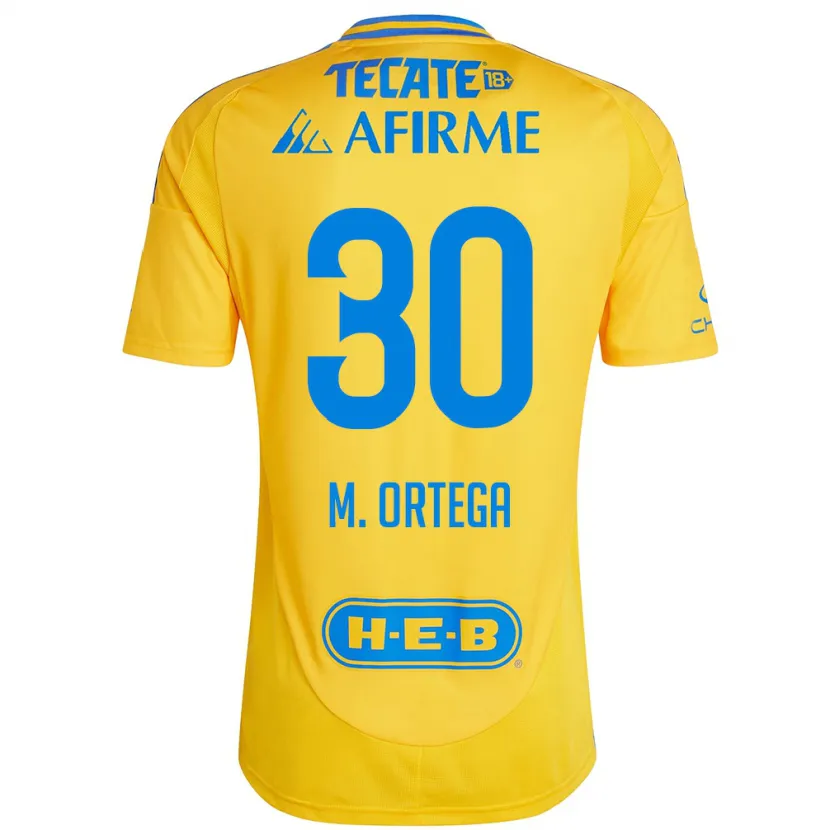 Danxen Bambino Maglia Miguel Ortega #30 Oro Giallo Kit Gara Home 2024/25 Maglietta