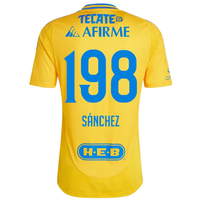 Danxen Bambino Maglia Diego Sánchez #198 Oro Giallo Kit Gara Home 2024/25 Maglietta