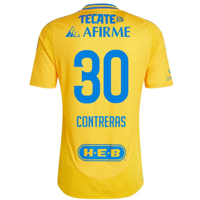 Danxen Bambino Maglia Lizeth Contreras #30 Oro Giallo Kit Gara Home 2024/25 Maglietta