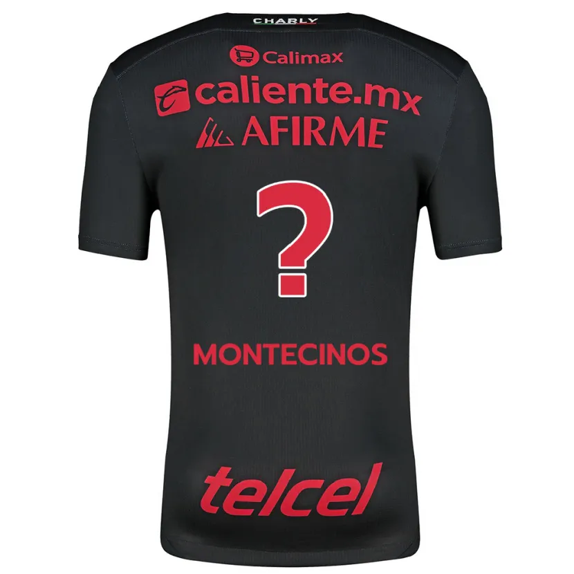 Danxen Bambino Maglia Joaquín Montecinos #0 Nero Rosso Kit Gara Home 2024/25 Maglietta
