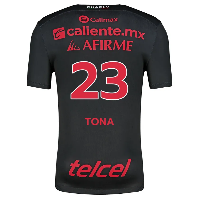 Danxen Bambino Maglia Iván Tona #23 Nero Rosso Kit Gara Home 2024/25 Maglietta