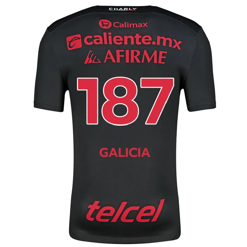 Danxen Bambino Maglia Carlos Galicia #187 Nero Rosso Kit Gara Home 2024/25 Maglietta