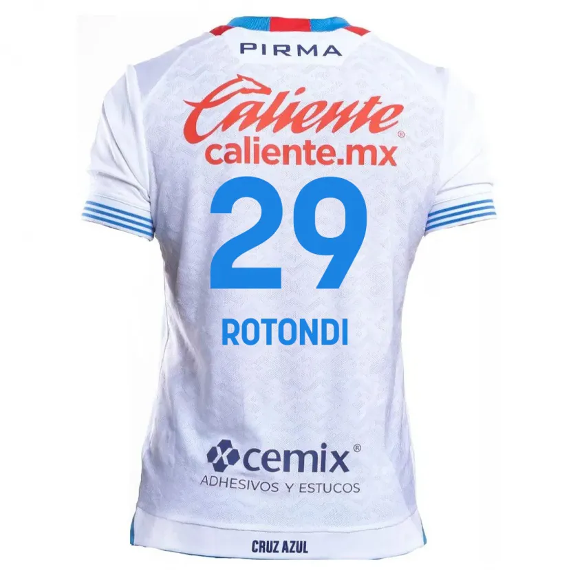 Danxen Bambino Maglia Carlos Rotondi #29 Bianco Blu Kit Gara Away 2024/25 Maglietta