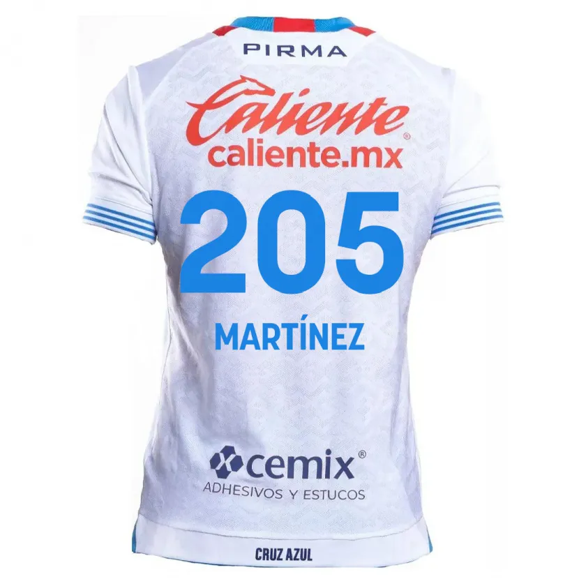 Danxen Bambino Maglia César Martínez #205 Bianco Blu Kit Gara Away 2024/25 Maglietta