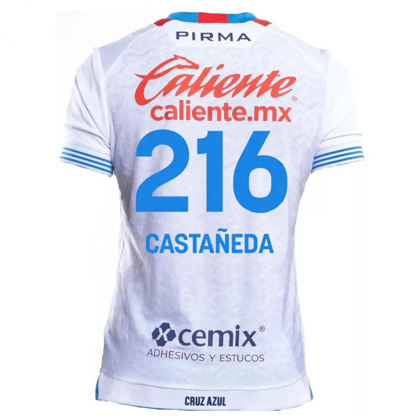 Danxen Bambino Maglia Ian Castañeda #216 Bianco Blu Kit Gara Away 2024/25 Maglietta