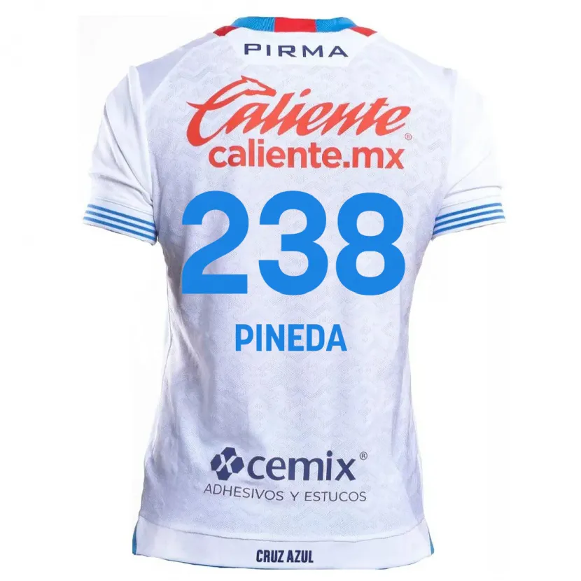 Danxen Bambino Maglia Zadiel Pineda #238 Bianco Blu Kit Gara Away 2024/25 Maglietta