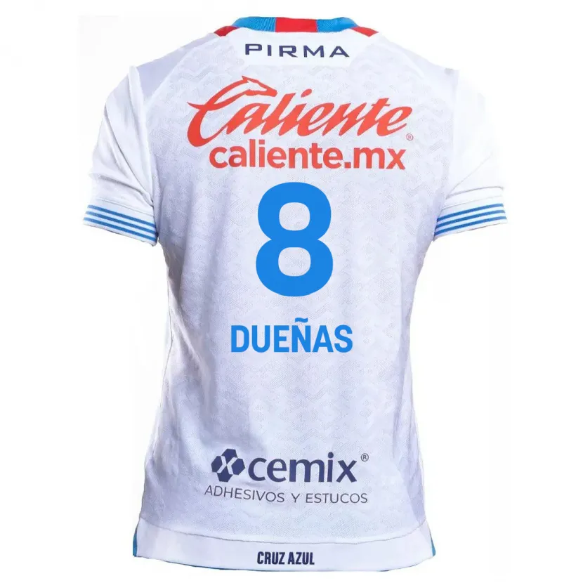 Danxen Bambino Maglia Jesús Dueñas #8 Bianco Blu Kit Gara Away 2024/25 Maglietta