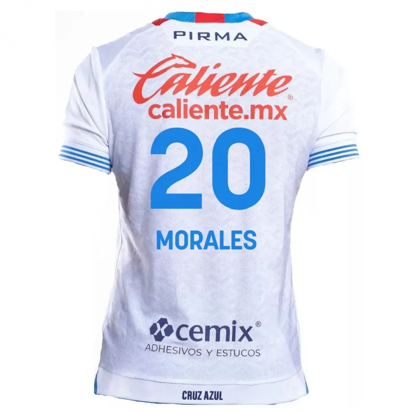 Danxen Bambino Maglia Iván Morales #20 Bianco Blu Kit Gara Away 2024/25 Maglietta