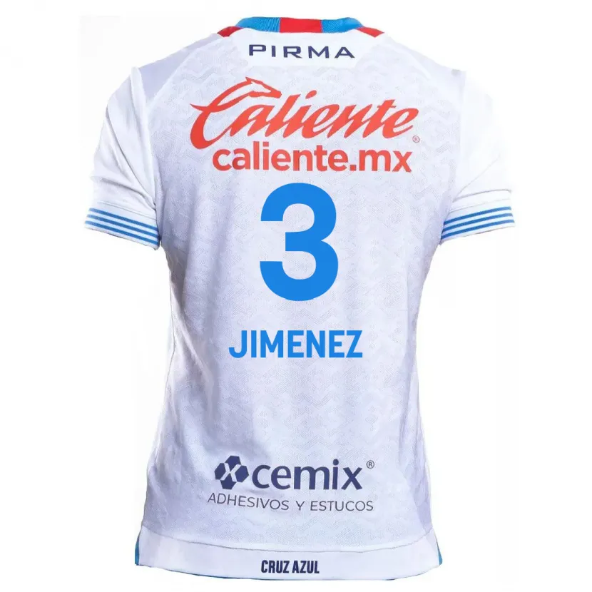 Danxen Bambino Maglia Jaiber Jimenez #3 Bianco Blu Kit Gara Away 2024/25 Maglietta