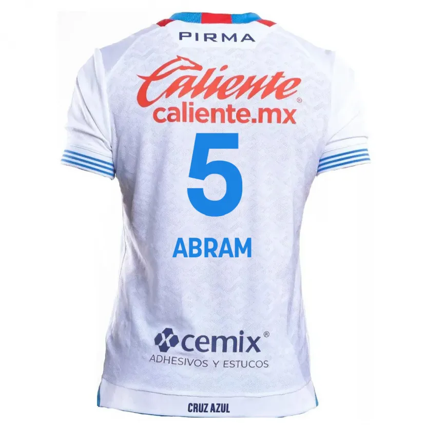 Danxen Bambino Maglia Luis Abram #5 Bianco Blu Kit Gara Away 2024/25 Maglietta