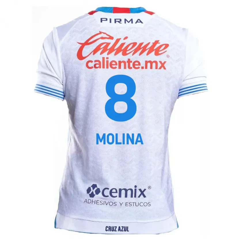 Danxen Bambino Maglia Dalia Molina #8 Bianco Blu Kit Gara Away 2024/25 Maglietta