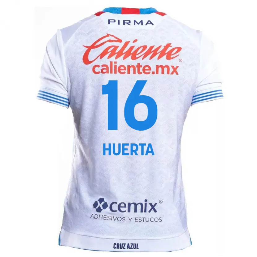 Danxen Bambino Maglia Ana Gabriela Huerta #16 Bianco Blu Kit Gara Away 2024/25 Maglietta