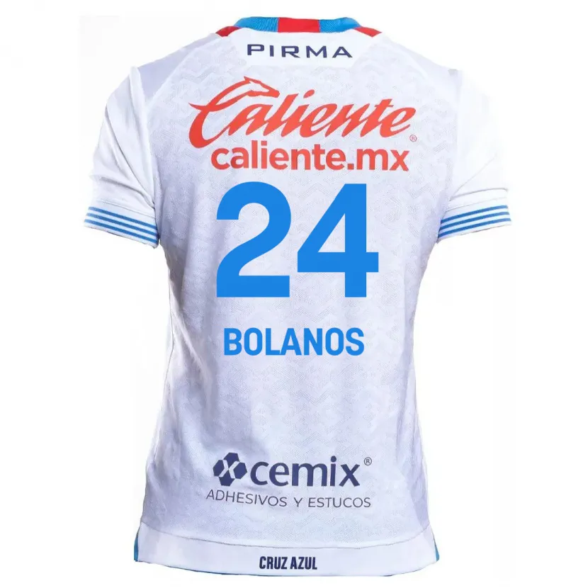 Danxen Bambino Maglia Jatziry Bolanos #24 Bianco Blu Kit Gara Away 2024/25 Maglietta