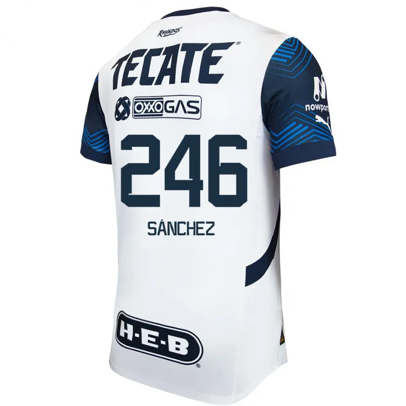 Danxen Bambino Maglia Diego Sánchez #246 Bianco Blu Kit Gara Away 2024/25 Maglietta