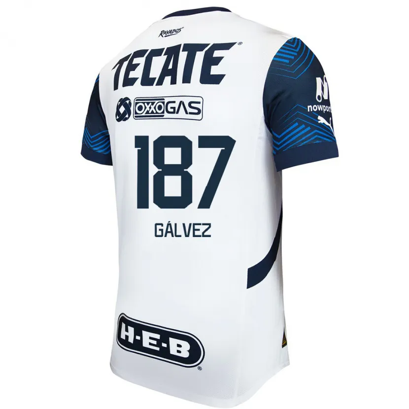 Danxen Bambino Maglia Omar Gálvez #187 Bianco Blu Kit Gara Away 2024/25 Maglietta
