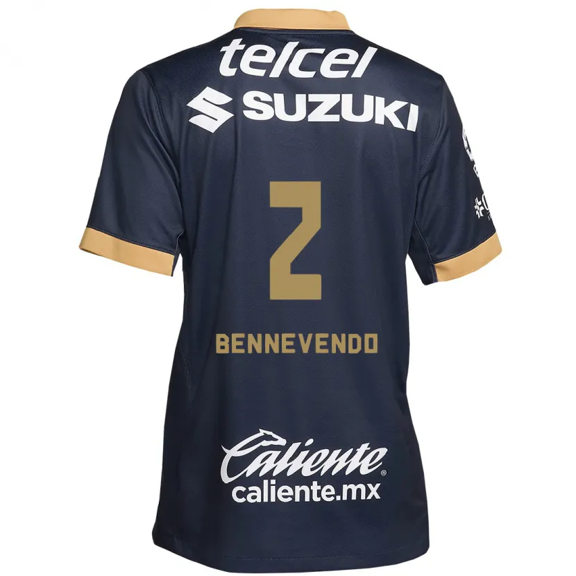 Danxen Bambino Maglia Pablo Bennevendo #2 Ossidiana Oro Bianco Kit Gara Away 2024/25 Maglietta