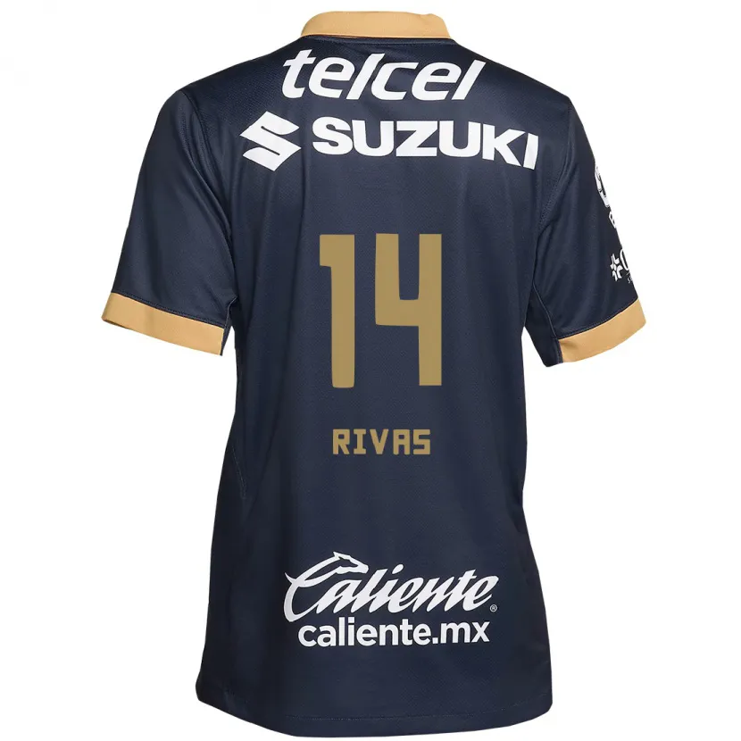 Danxen Bambino Maglia Jesús Rivas #14 Ossidiana Oro Bianco Kit Gara Away 2024/25 Maglietta