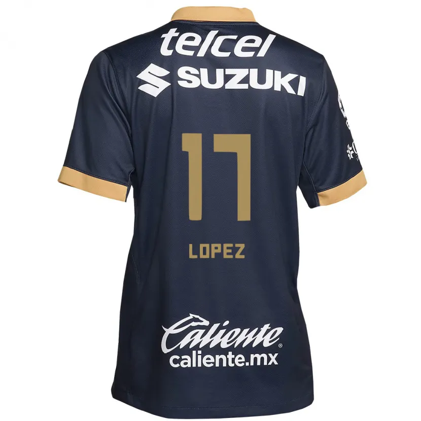 Danxen Bambino Maglia Leonel Lopez #17 Ossidiana Oro Bianco Kit Gara Away 2024/25 Maglietta