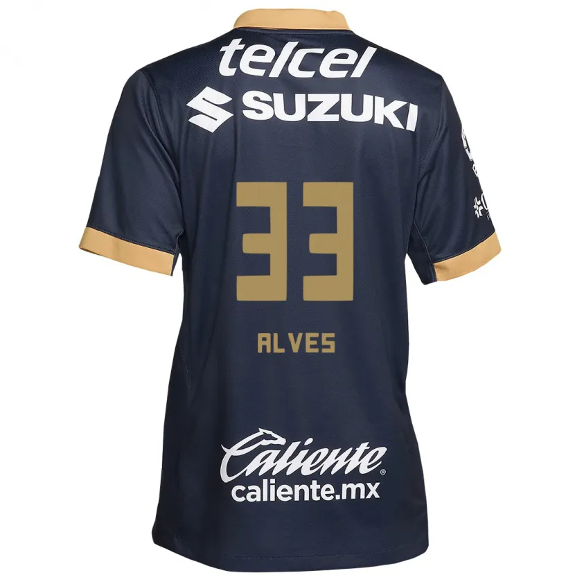 Danxen Bambino Maglia Dani Alves #33 Ossidiana Oro Bianco Kit Gara Away 2024/25 Maglietta